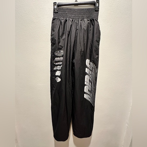 Adidas Originals Rare Multi Logo Moto Track Pants Black A/S Oversized Fit - Picture 2 of 5
